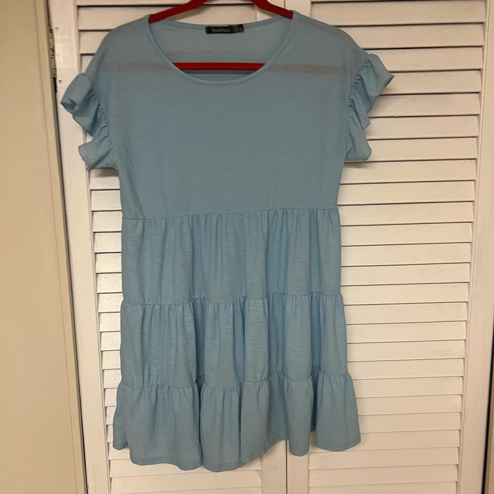 Blue semi sheer mini dress